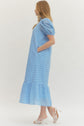 Eyelet Ruffled Mock Neck Midi