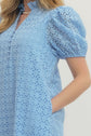 Eyelet Ruffled Mock Neck Midi