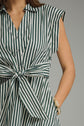 Striped Collard Cuff Sleeve Shirt Dress