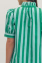 Blue/Green Stripe Puff Sleeve Midi