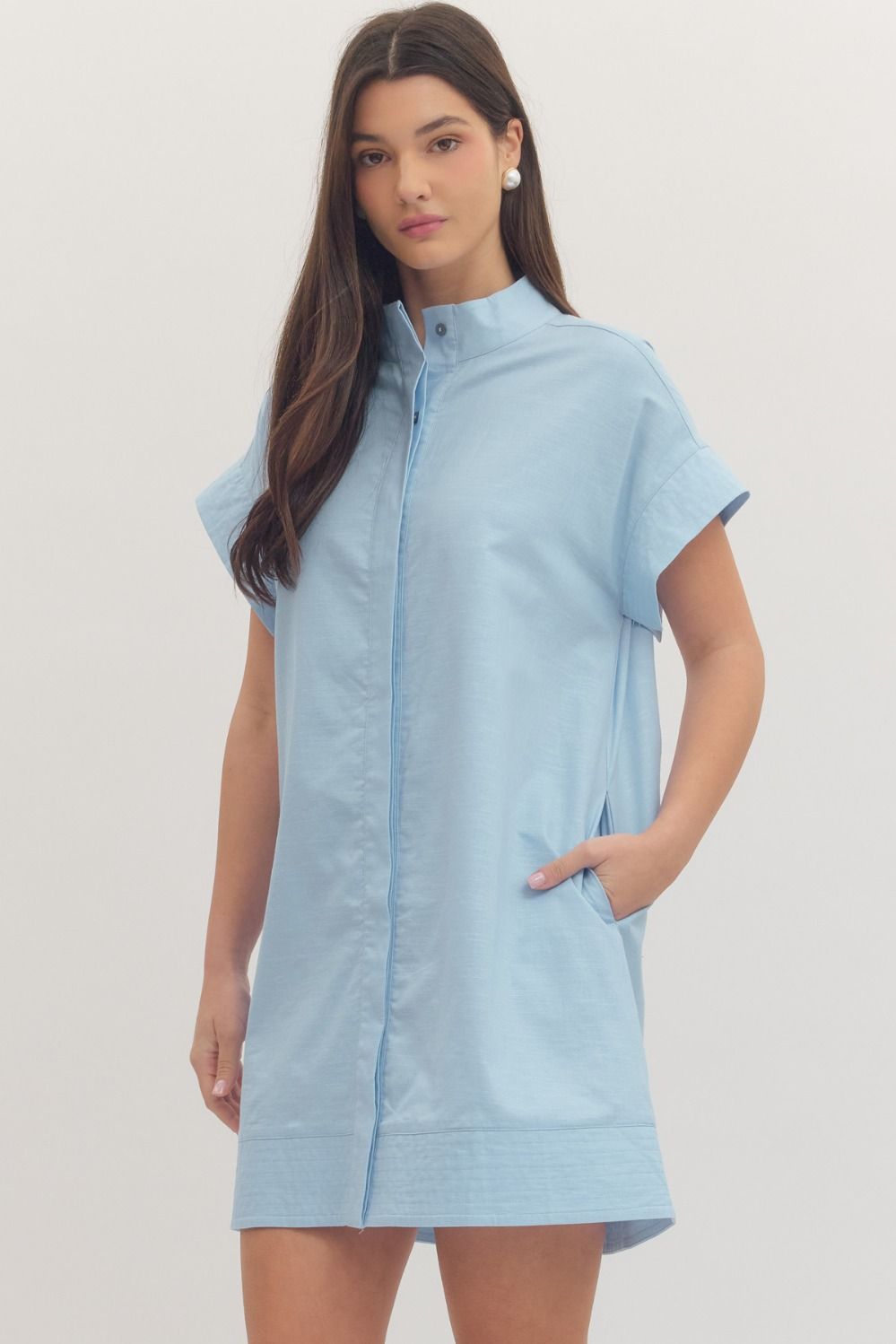 Solid Short Sleeve Mini Dress