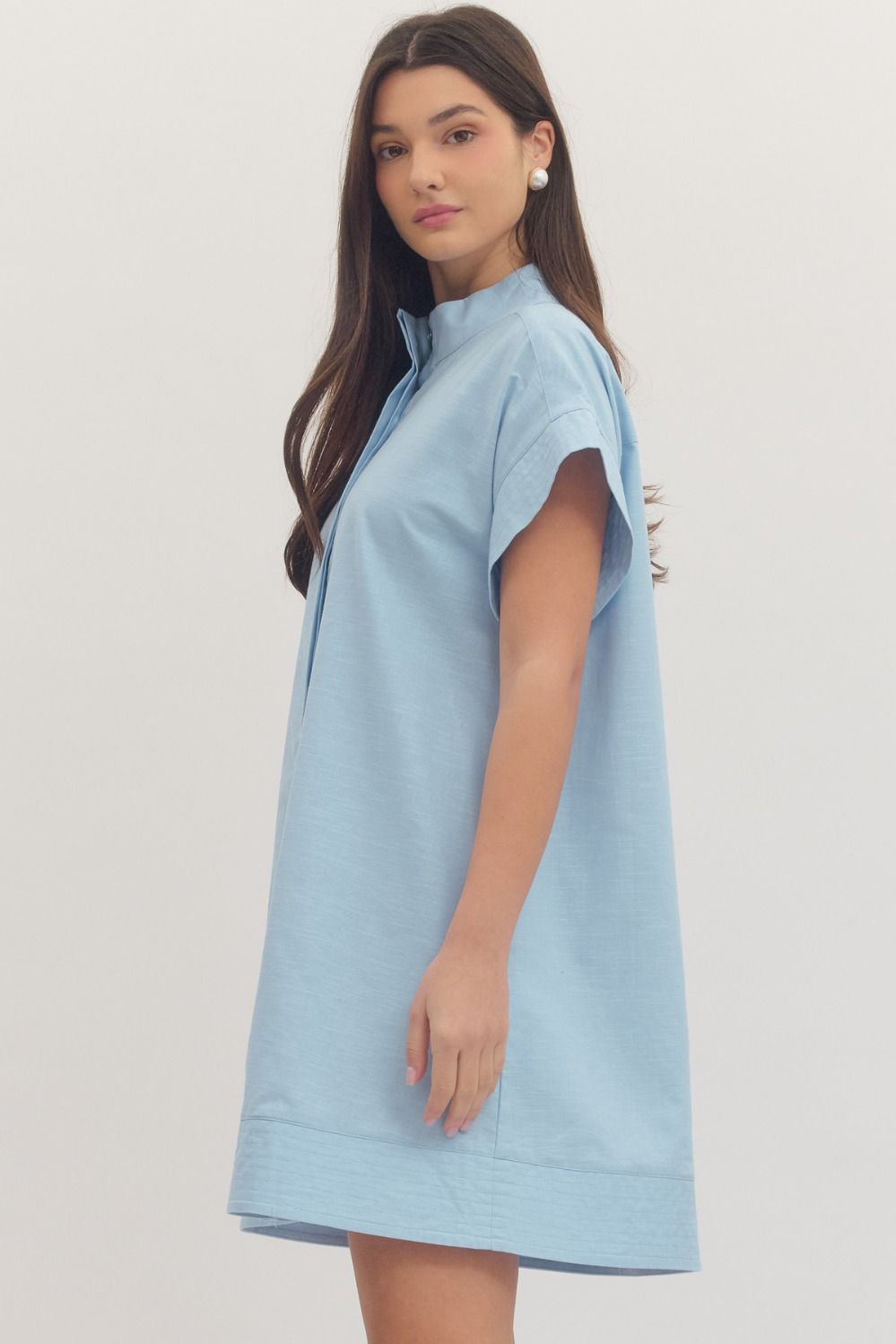 Solid Short Sleeve Mini Dress