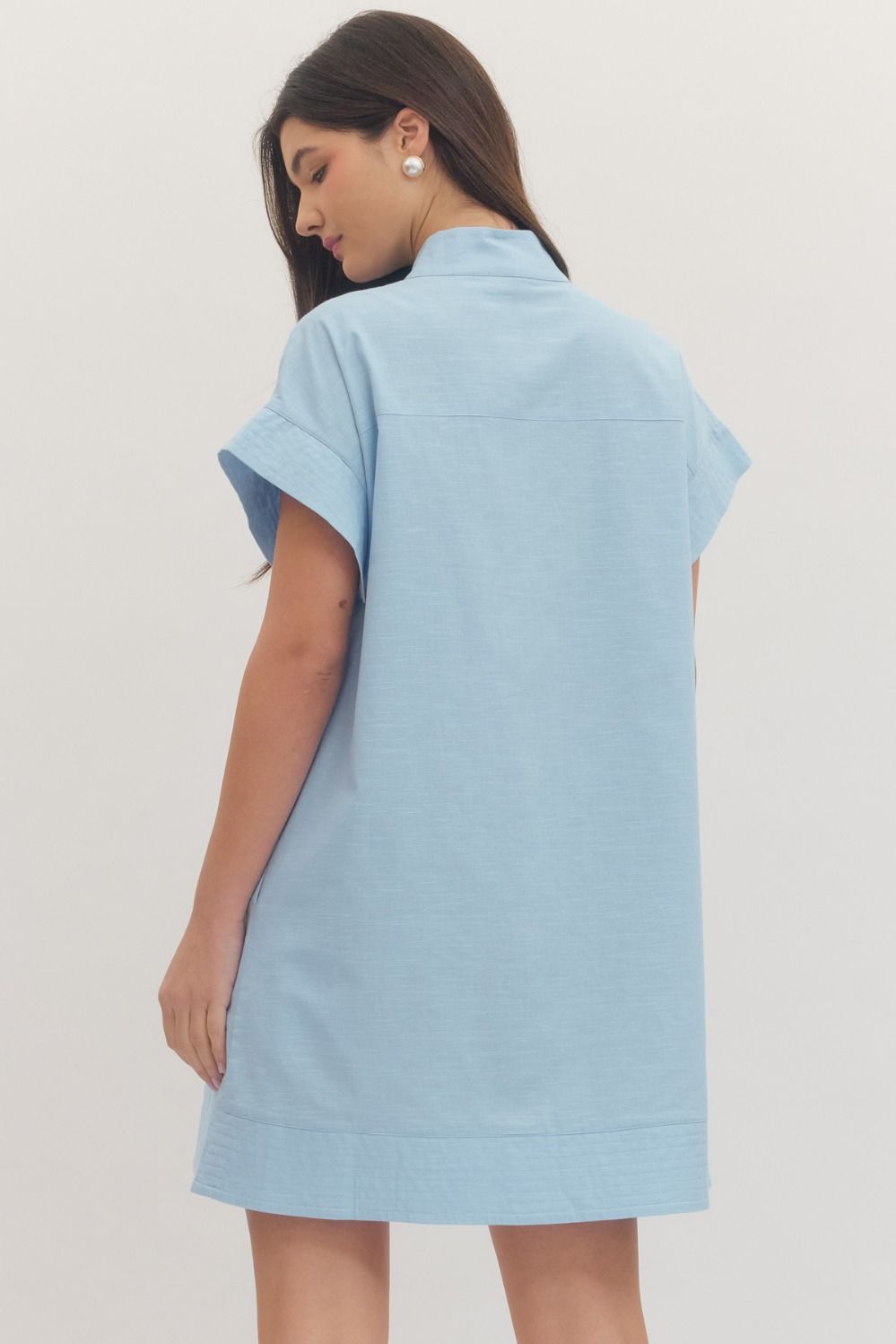 Solid Short Sleeve Mini Dress