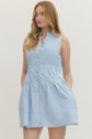 Blue Striped Sleeveless Mini