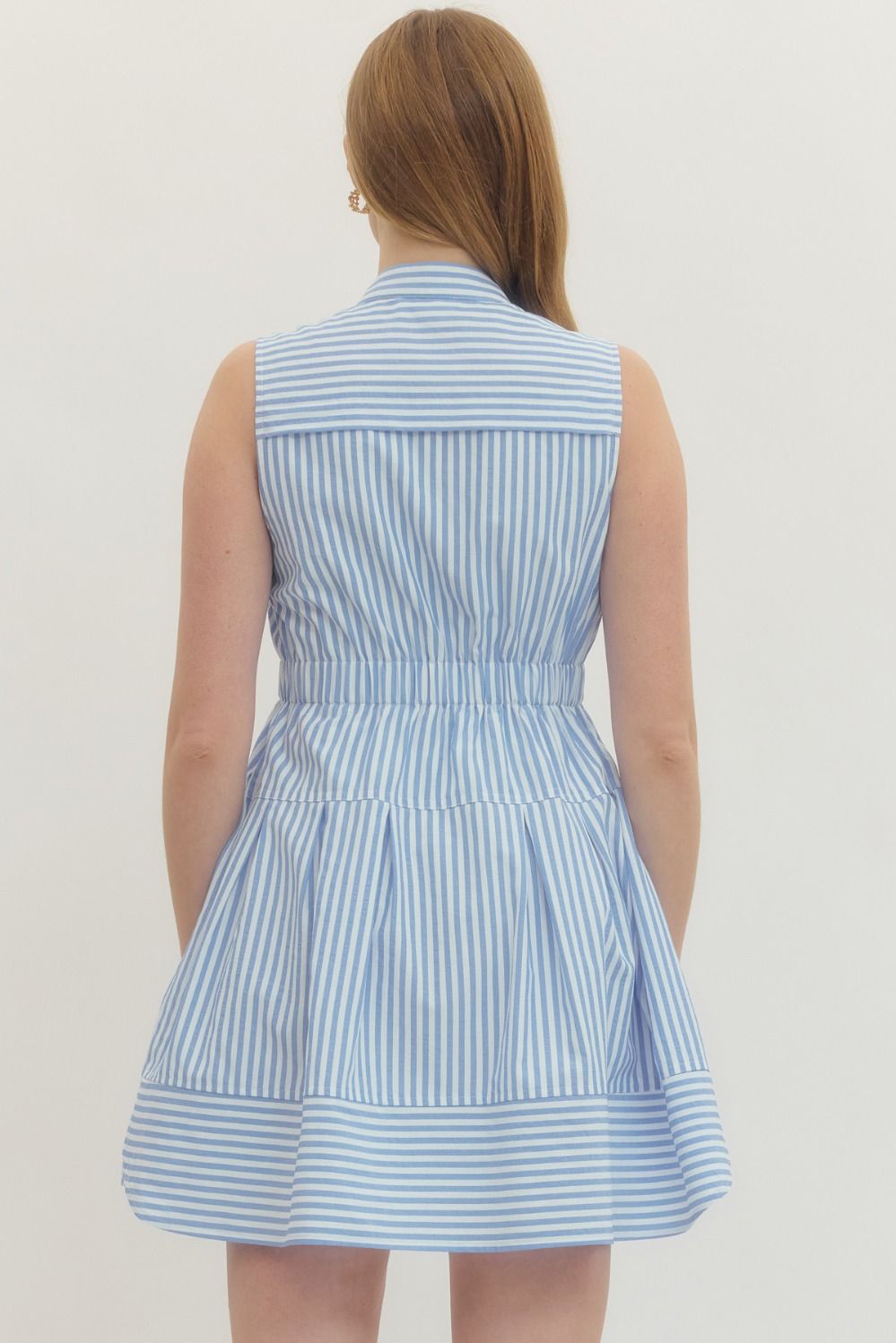 Blue Striped Sleeveless Mini