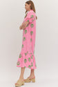 Botanical Embroidery Puff Sleeve Midi