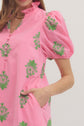 Botanical Embroidery Puff Sleeve Midi