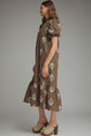 Botanical Embroidery Puff Sleeve Midi