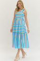 Striped Sleeveless Midi with Bow Shoulder Straps