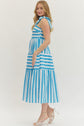 Striped Sleeveless Midi with Bow Shoulder Straps