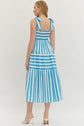 Striped Sleeveless Midi with Bow Shoulder Straps