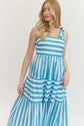 Striped Sleeveless Midi with Bow Shoulder Straps
