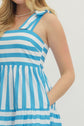 Striped Sleeveless Midi with Bow Shoulder Straps