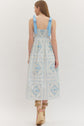 Blue Floral Midi with Smocked Back and Tie Straps