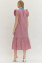 Gingham Flutter Sleeve Midi
