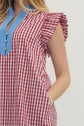 Gingham Flutter Sleeve Midi