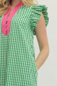 Gingham Flutter Sleeve Midi