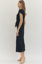 Black Short Sleeve Midi Side Tie