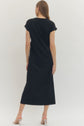 Black Short Sleeve Midi Side Tie