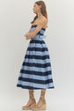 Striped Strapless Midi with Buckle Detail