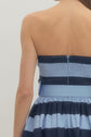 Striped Strapless Midi with Buckle Detail