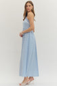 Blue Striped Halter Dress