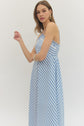Blue Striped Halter Dress