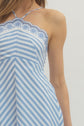 Blue Striped Halter Dress