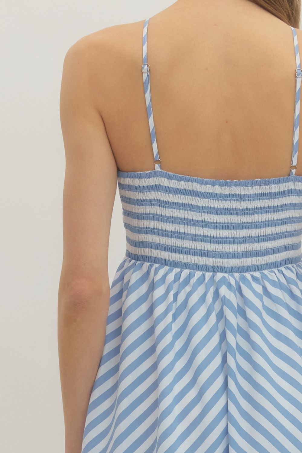 Blue Striped Halter Dress