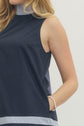 Navy Sleeveless Mini Dress Tie Closure at Back Neckline