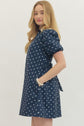 Navy Polka Dot Mini Dress