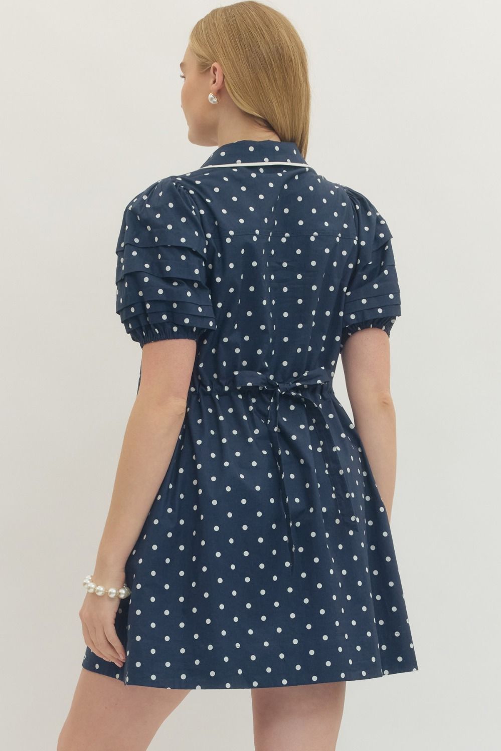 Navy Polka Dot Mini Dress