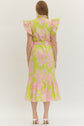 Apple Green Floral Eyelet Midi with Tie Waist