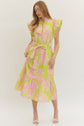 Apple Green Floral Eyelet Midi with Tie Waist