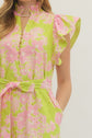 Apple Green Floral Eyelet Midi with Tie Waist