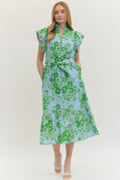 Apple Green Floral Eyelet Midi with Tie Waist