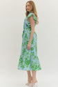 Apple Green Floral Eyelet Midi with Tie Waist