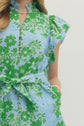 Apple Green Floral Eyelet Midi with Tie Waist