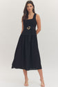 Black Sleeveless Midi with Gold Buckle