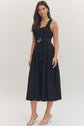 Black Sleeveless Midi with Gold Buckle