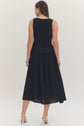 Black Sleeveless Midi with Gold Buckle