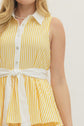 Striped Sleeveless Midi with Ruffle Hem