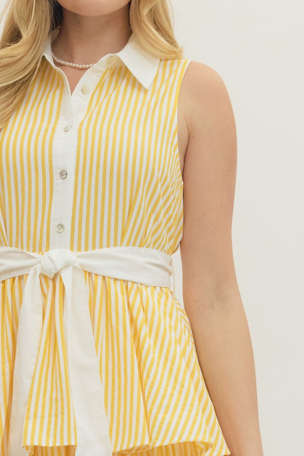Striped Sleeveless Midi with Ruffle Hem