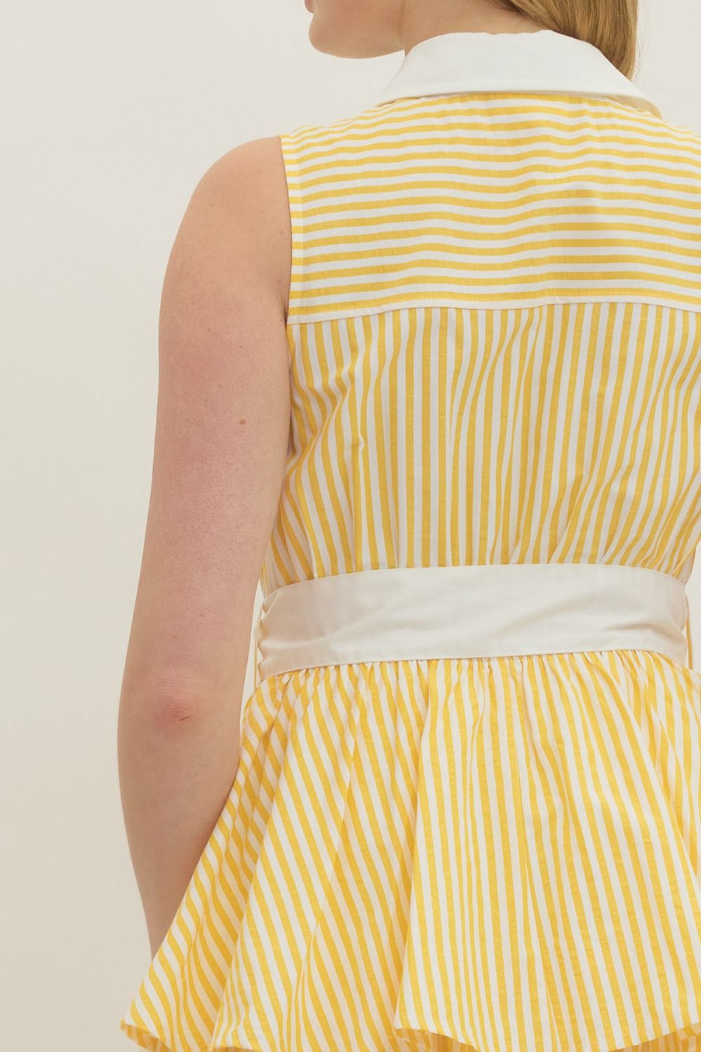 Striped Sleeveless Midi with Ruffle Hem