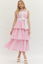 Striped Sleeveless Midi with Ruffle Hem