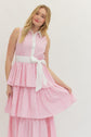 Striped Sleeveless Midi with Ruffle Hem