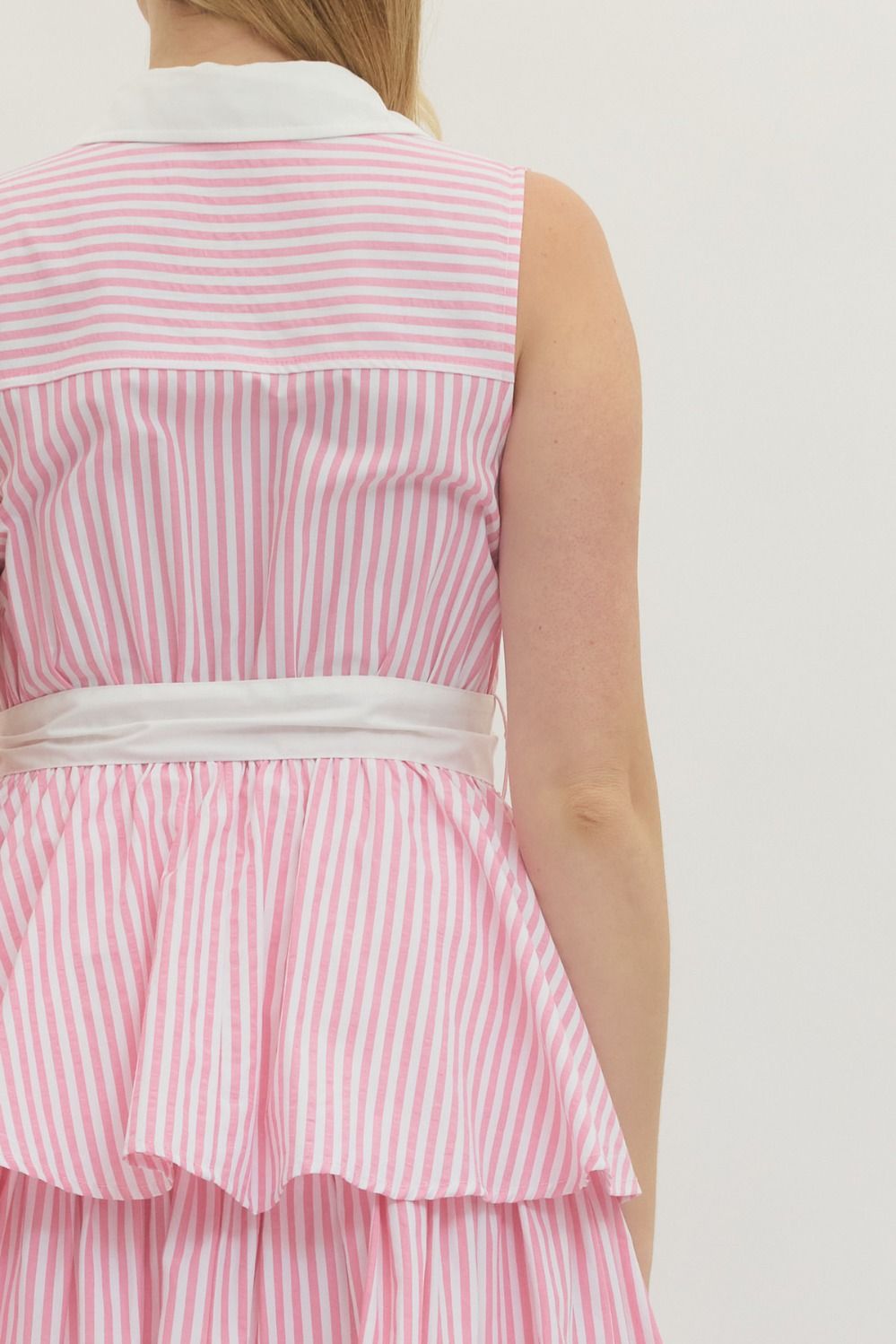 Striped Sleeveless Midi with Ruffle Hem