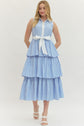 Striped Sleeveless Midi with Ruffle Hem