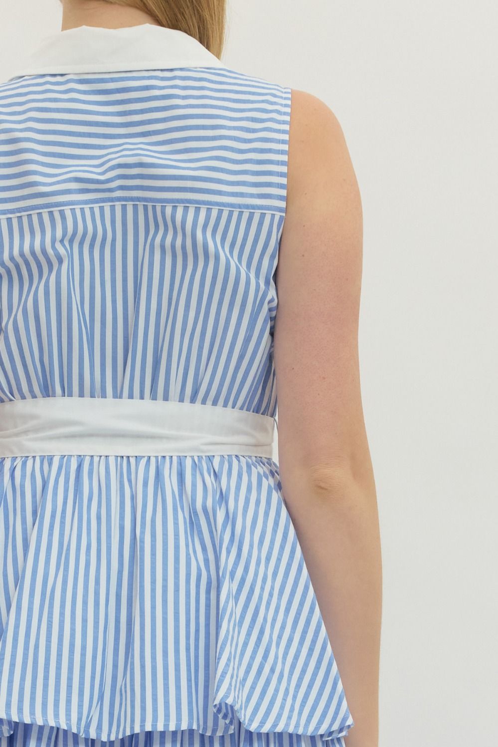 Striped Sleeveless Midi with Ruffle Hem