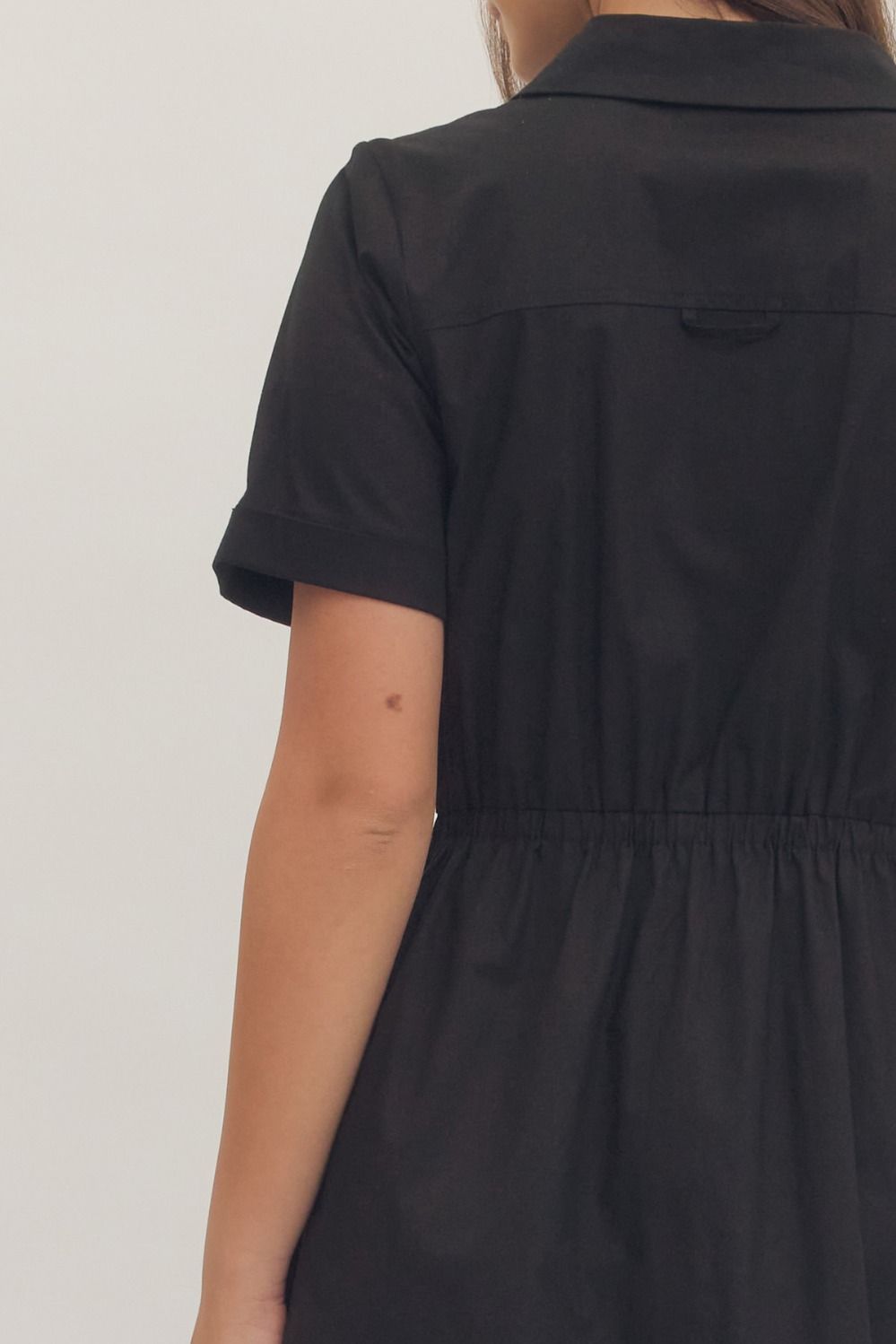 Solid Short Sleeve Midi with Bow Waist